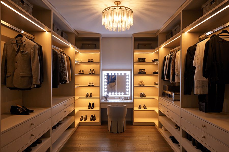 Corridor walk in wardrobe