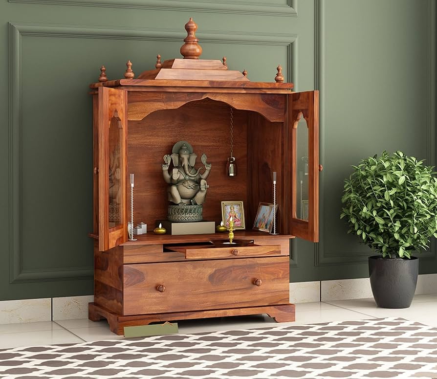 Small Cabinet Wooden Temple Design