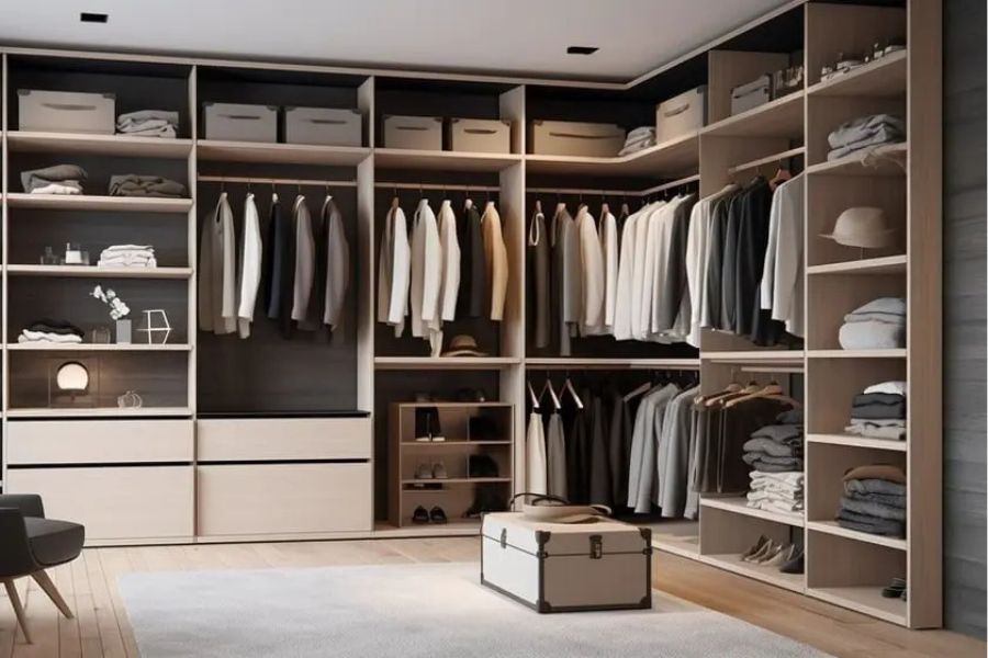 L-Shape walk in wardrobe